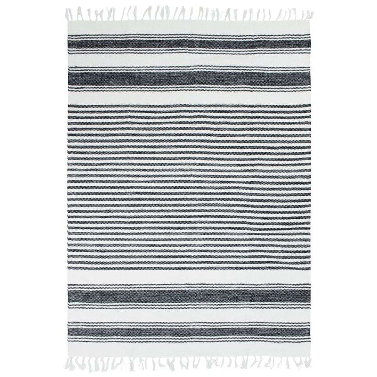 Tapis en coton lignes noir-gris-blanc 190x290 - 2