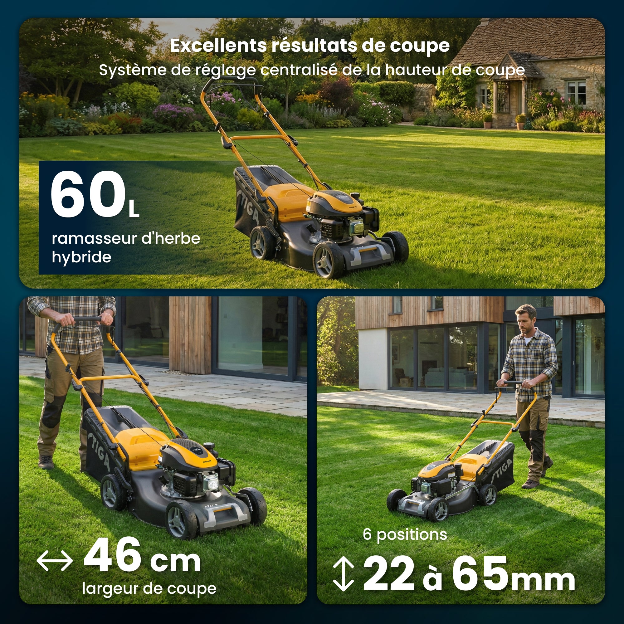 Combi 48 S STIGA Tondeuse automotrice 139cc 46cm bac 60L bouchon mulching - 4