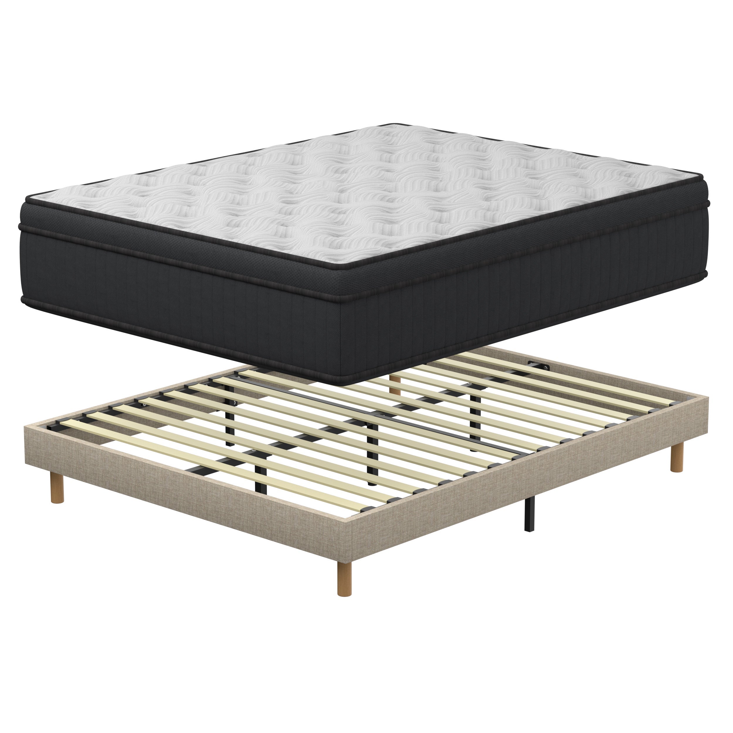 DEWINNER Ensemble matelas + sommier 160x200 cm, Mousse à mémoire de forme,épaisseur du matelas 25cm - 2