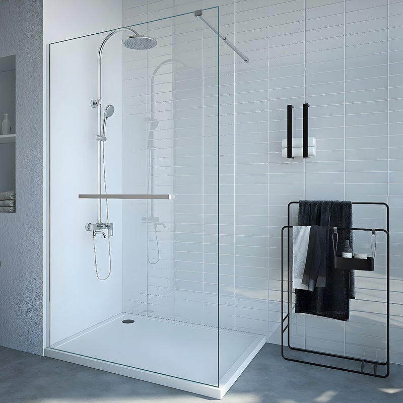 Ścianka prysznicowa z uchwytem na ręczniki - 120 x 200 cm - Chromowana - Szkło hartowane - KRISTEN