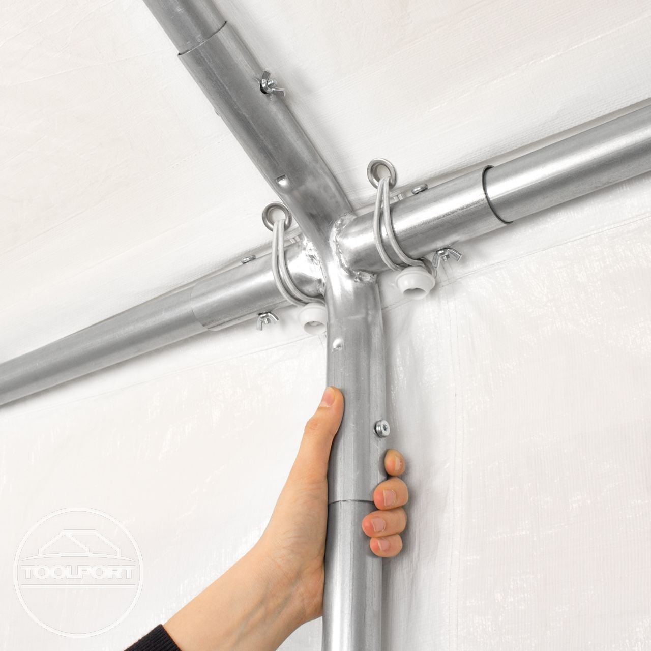 TOOLPORT Carpa de fiesta de alta calidad 5x12 m Pabellón Carpa Lona PE 450 N Carpa de jardín Carpa de fiesta Impermeable blanca - 6