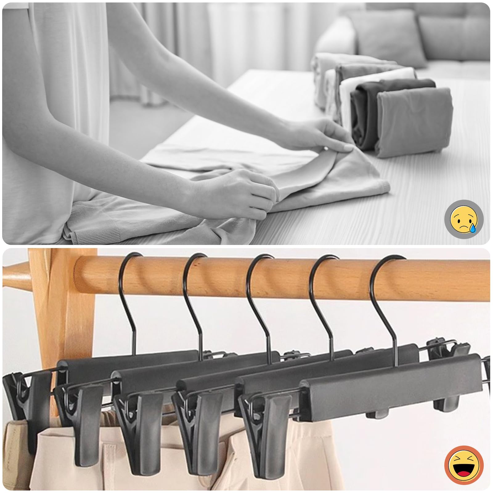 Porte-pantalon 10 pièces, pince pour porte-pantalon, cintre antidérapant, sangle de jupe, clip réglable, crochet pivotant à 360° - 4