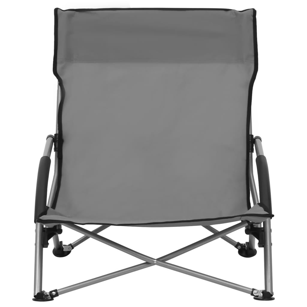 vidaXL Chaises de plage pliables lot de 2 Gris Tissu - 3