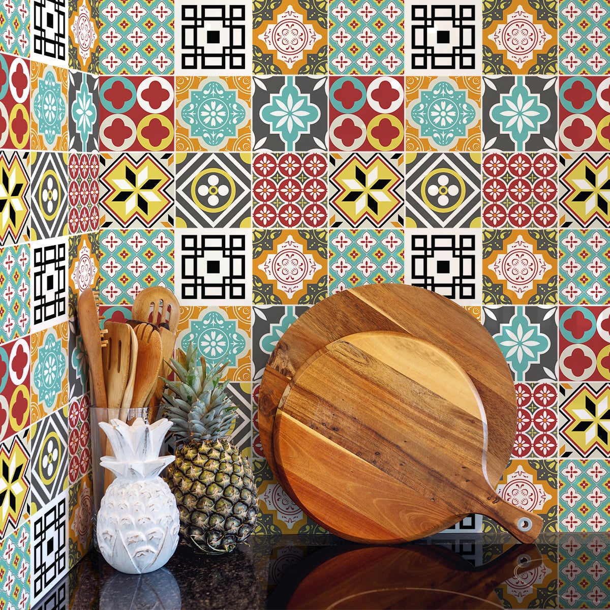 9 adesivi piastrelle di cemento brigitnia - Sticker adesivo - adesivi murali - 9stickers15x15cm - 3