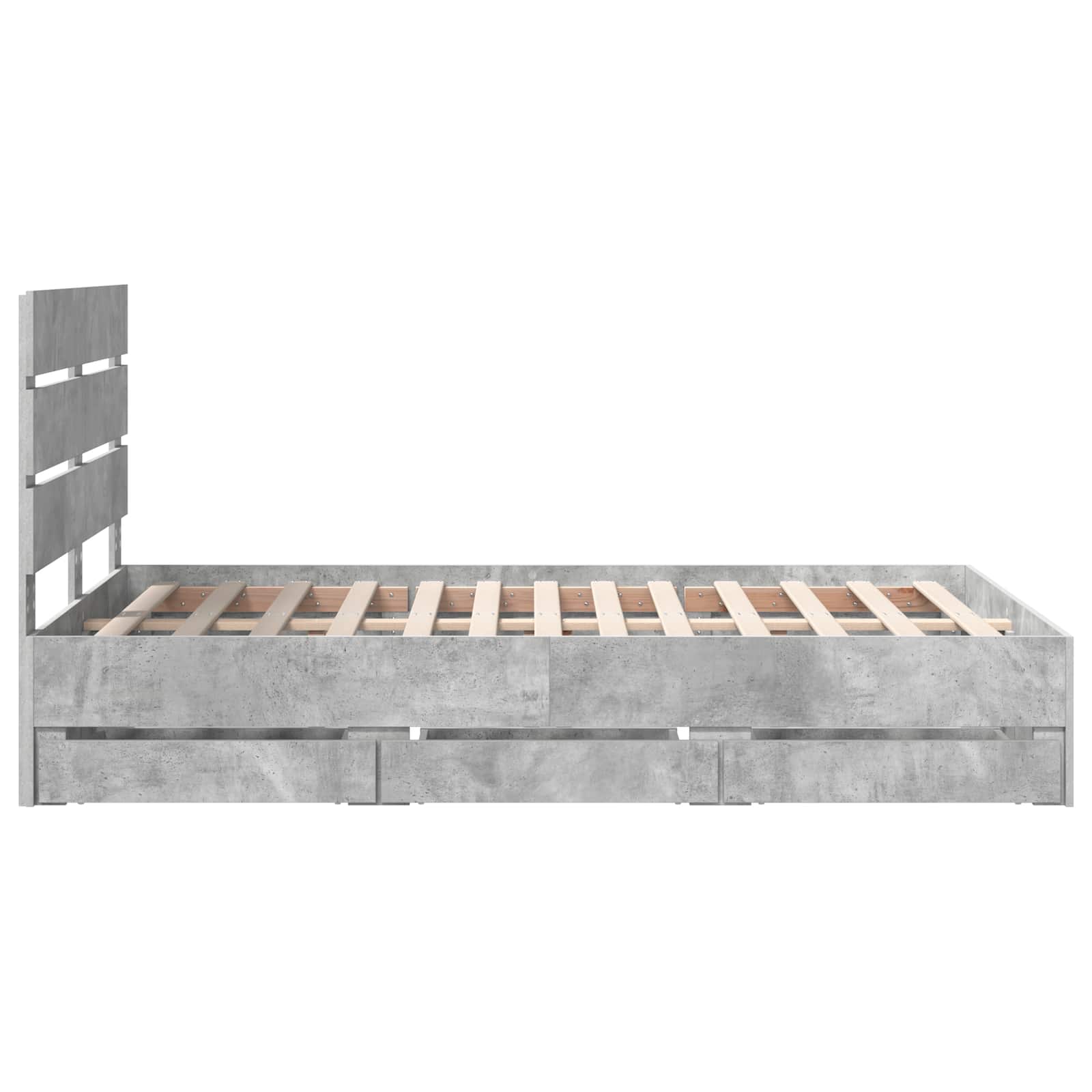 Cadre de lit en panneau de bois, gris béton, pour la chambre, 135 × 190 cm - 9
