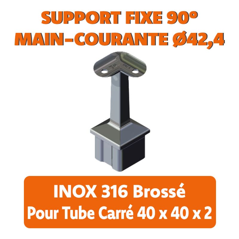 Main courante de garde corps inox 316 longueur 3 mètres ø 42,4 mm