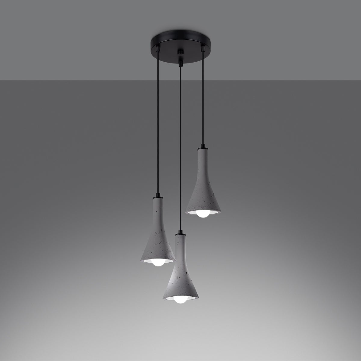 Lampa wisząca LUM 3P beton LED 3000K - 27x27x115cm Sollux