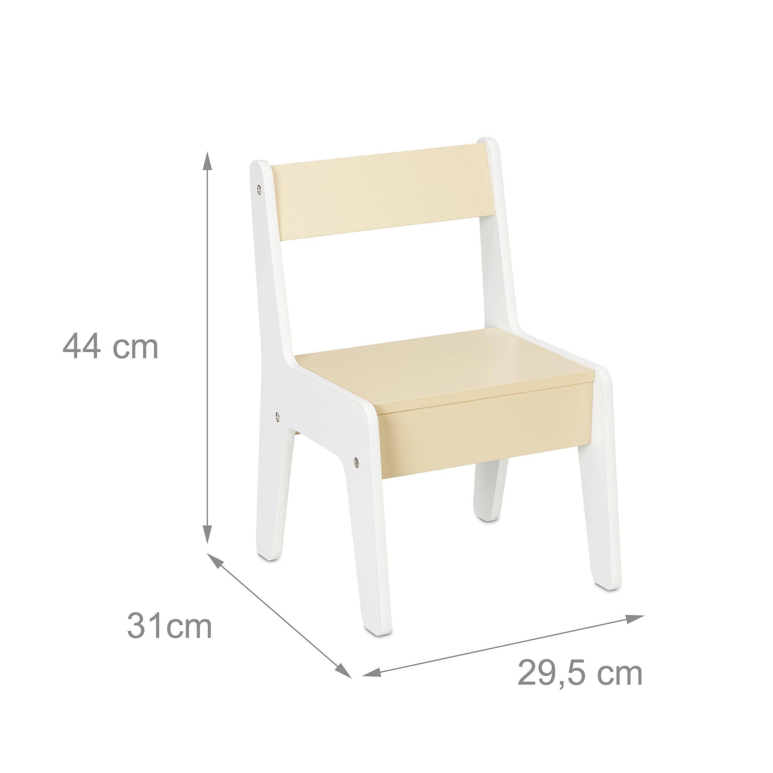 Ensemble mobilier enfants, table, 2 chaises, rangements, mixte, coin salon chambre d'enfant, blanc-beige, Relaxdays - 5