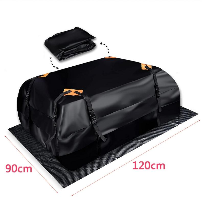 Sac de Toit 425L 420D pour Voiture, Sac de Voyage Résistant à l'Eau avec Bordures Orange, Antidérapant, Protection UV et Tous Temps - 9