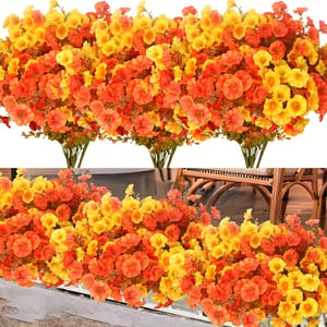 LELEE 18 Mazzi Di Piante Finte Per Esterni, Fiori Artificiali Autunnali