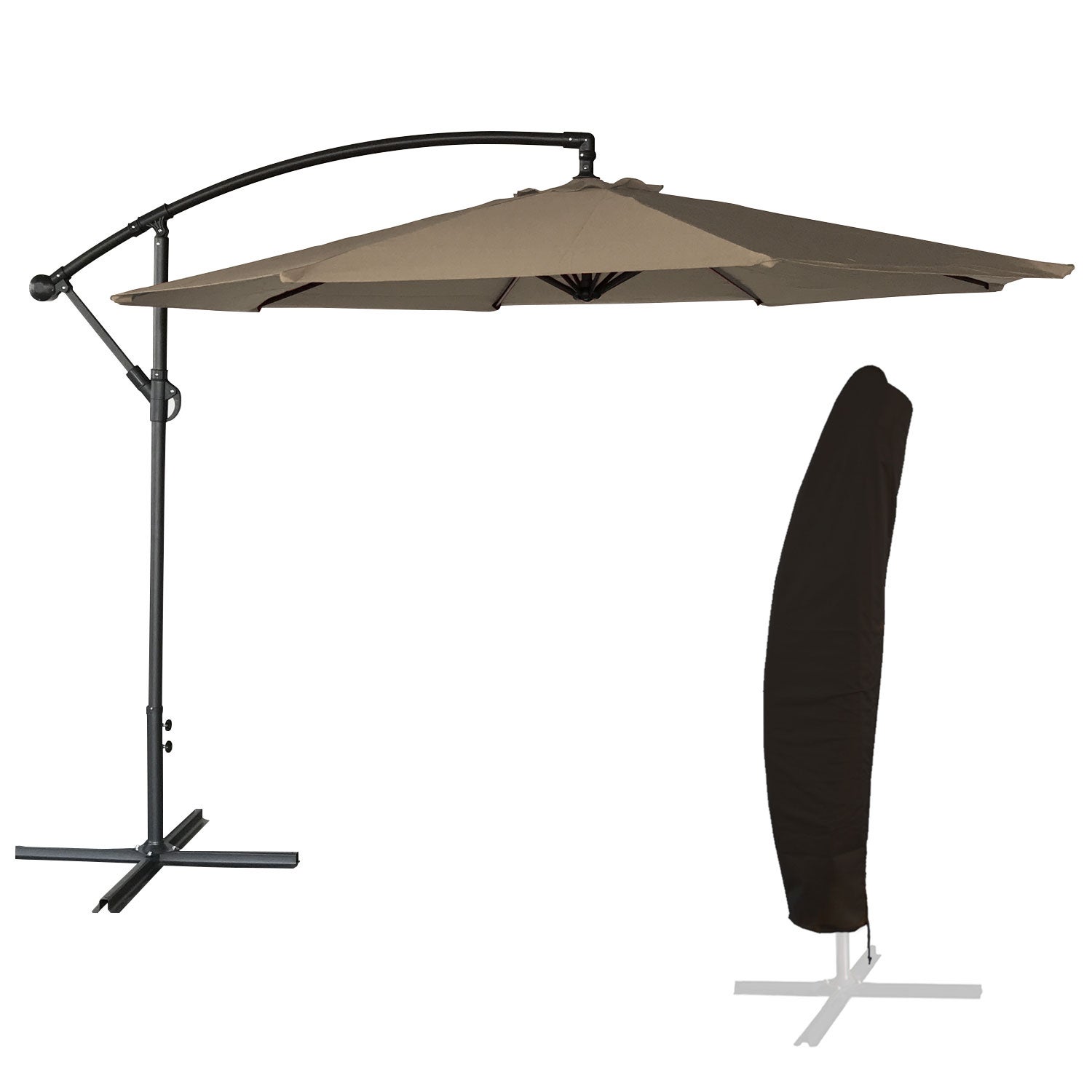 Okrągły parasol OAHU o średnicy 3,50 m taupe + pokrowiec