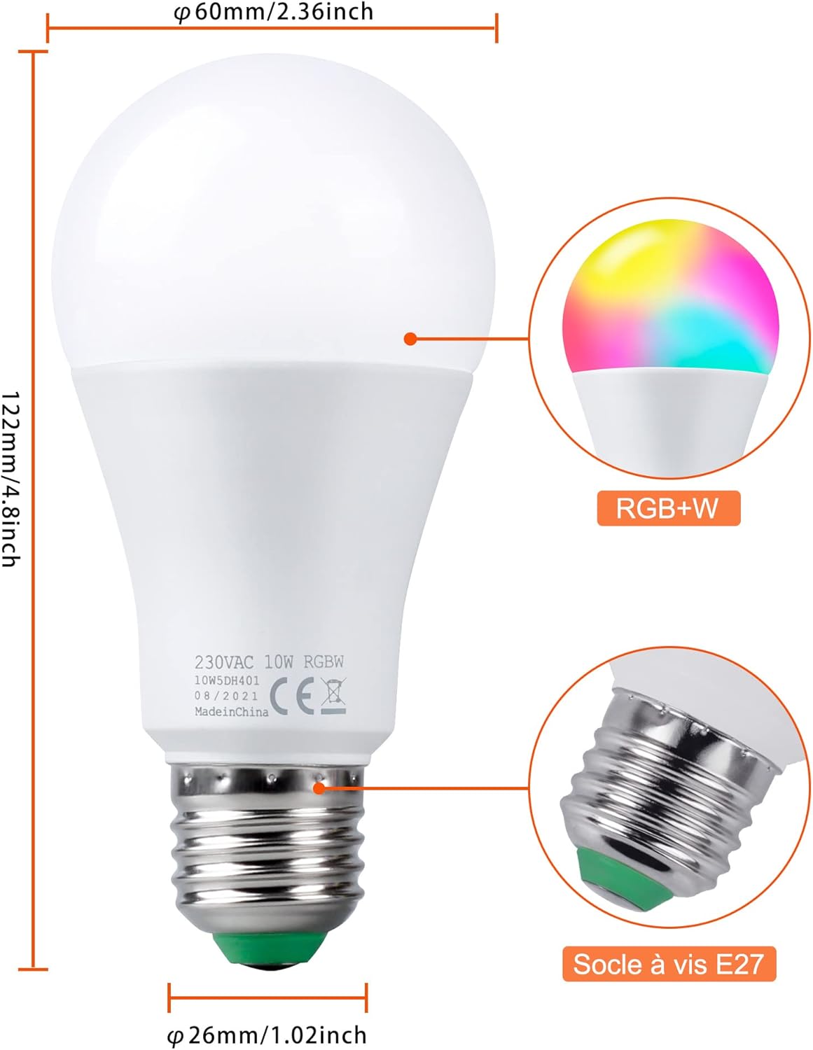 HeatingLux Lampadine Colorate LED RGBW Cambiare Colore Lampadina E27 3W Dimmerabile con Telecomando, 12 RGB Colore, Bianca Calda 3000K, Bianco Freddo 6000K, RGB E27 LED con Funzione di Memoria,2 Pezzi