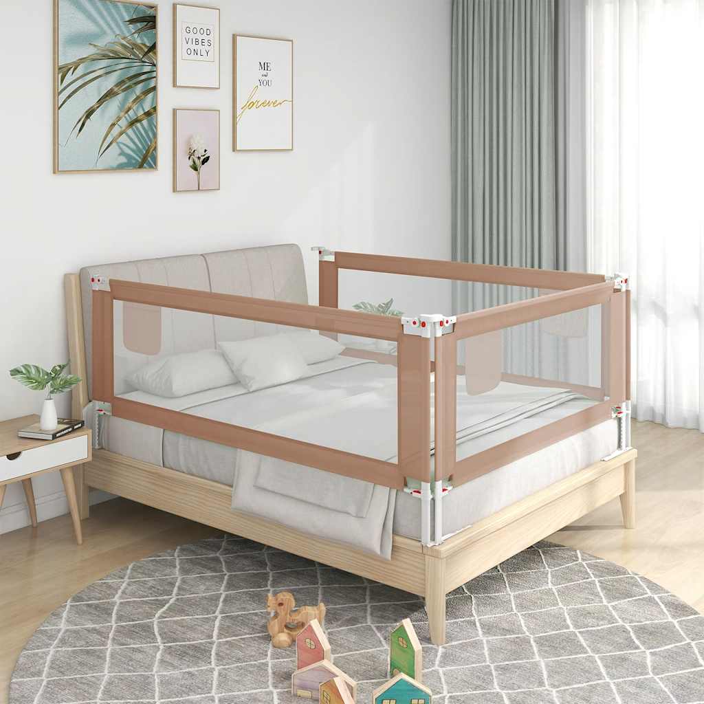 Barandilla de seguridad para cama infantil taupe 180x25 cm tela