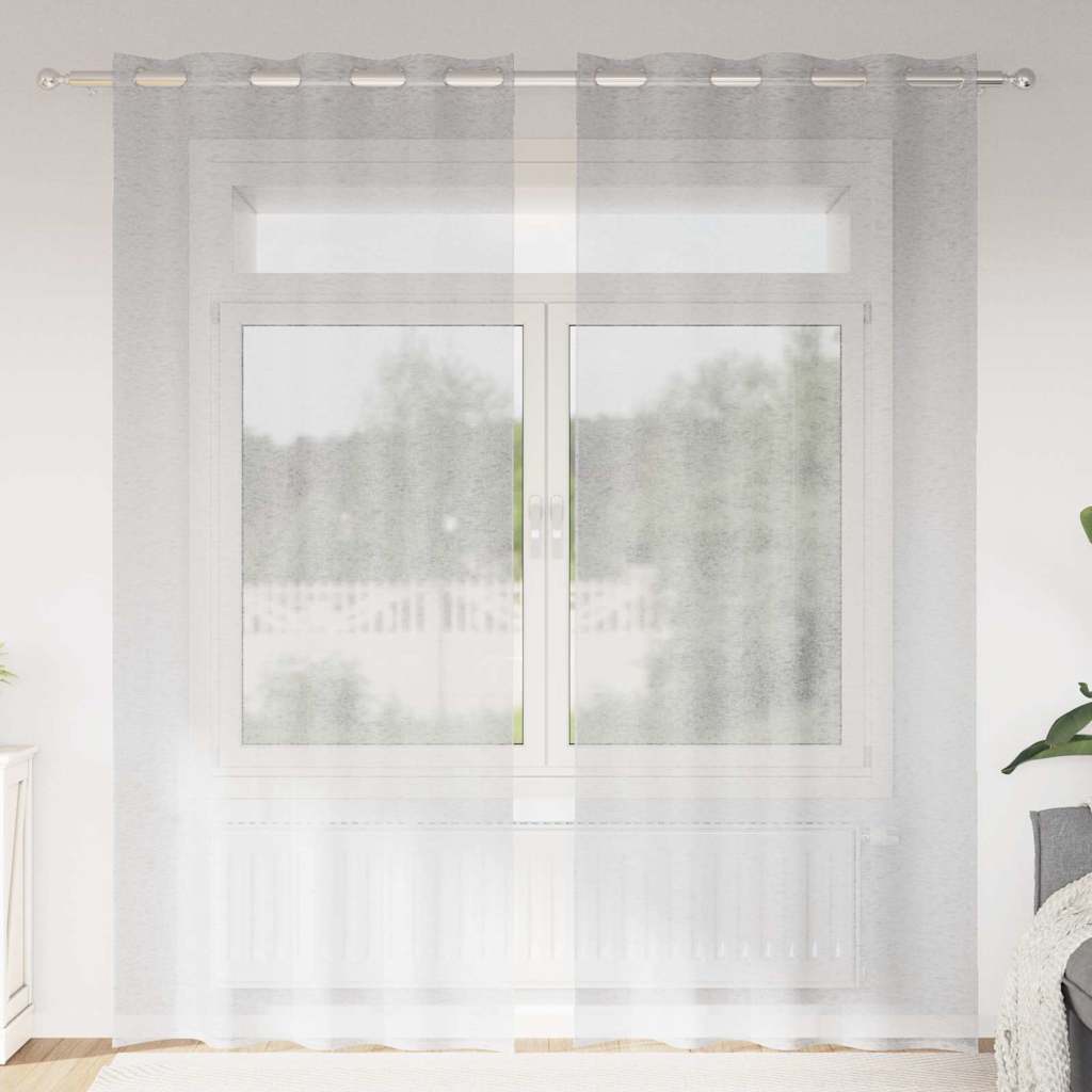 Firany Voile 2 pcs Jasnoszary 260 x 140 cm Poliester vidaXL