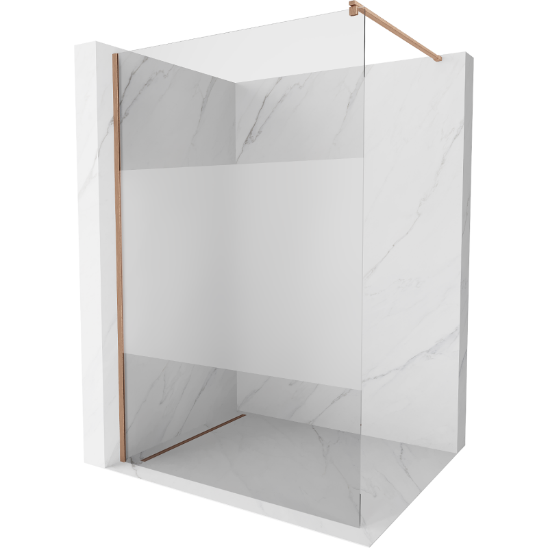 Mexen Kioto ścianka prysznicowa Walk-in 140 x 200 cm, transparent/szron 8 mm, miedź szczotkowana - 800-140-101-65-35