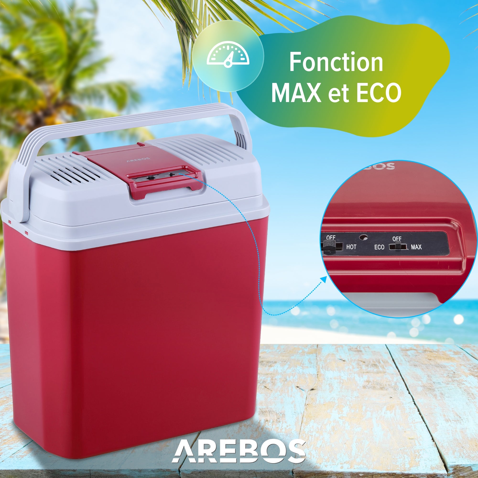 AREBOS 20 L Boîte réfrigérante Boîte chauffante thermoélectrique Glaciere Allume Cigare Glaciere électrique 12/230 V pour Voiture et Prise de Courant - 8