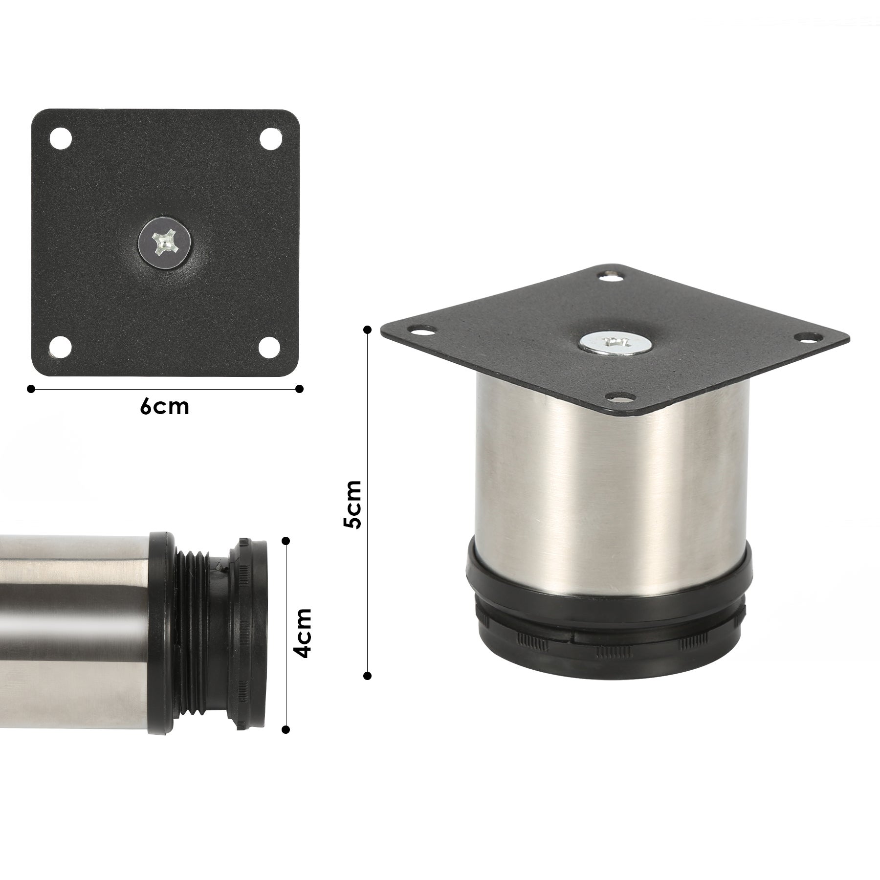 2/4 Pezzi Altezza 8-50 Cm Piedini Per Mobili In Acciaio Inossidabile Altezza Regolabile Piedi Per Divano Piedi Per Mobili Piedini Scorrevoli Antiscivolo Gambe Per Mobili - Foto 2