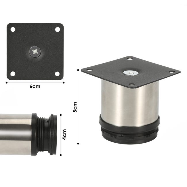 2/4 Pezzi Altezza 8-50 Cm Piedini Per Mobili In Acciaio Inossidabile Altezza Regolabile Piedi Per Divano Piedi Per Mobili Piedini Scorrevoli Antiscivolo Gambe Per Mobili - Foto 2
