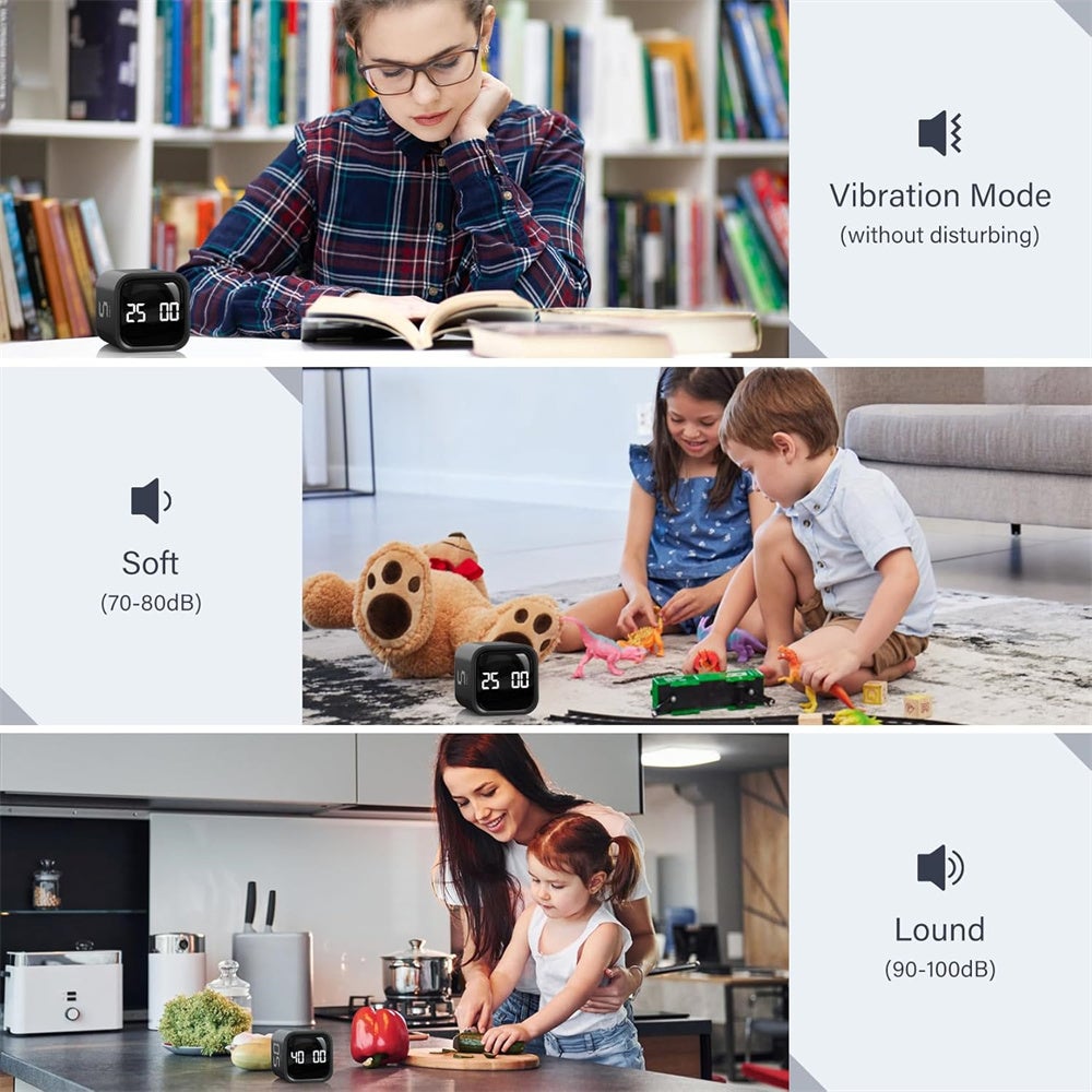 Timer rotante Pomodoro, timer preimpostato, timer per la produttività in ufficio, timer per il conto alla rovescia del cubo degli strumenti ADHD - 7