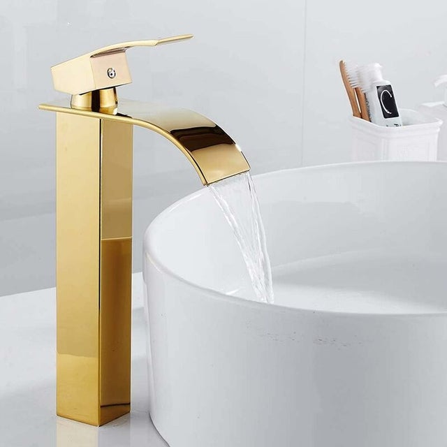 Robinet Cascade Doré Pour Lavabo - Mitigeur Design Avec Cartouche Céramique