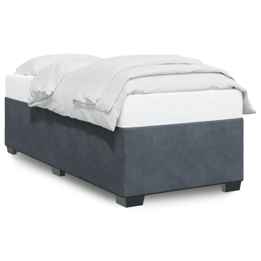 Cadre de lit sans matelas, velours, gris foncé, pour la chambre, 100 × 200 cm - 2