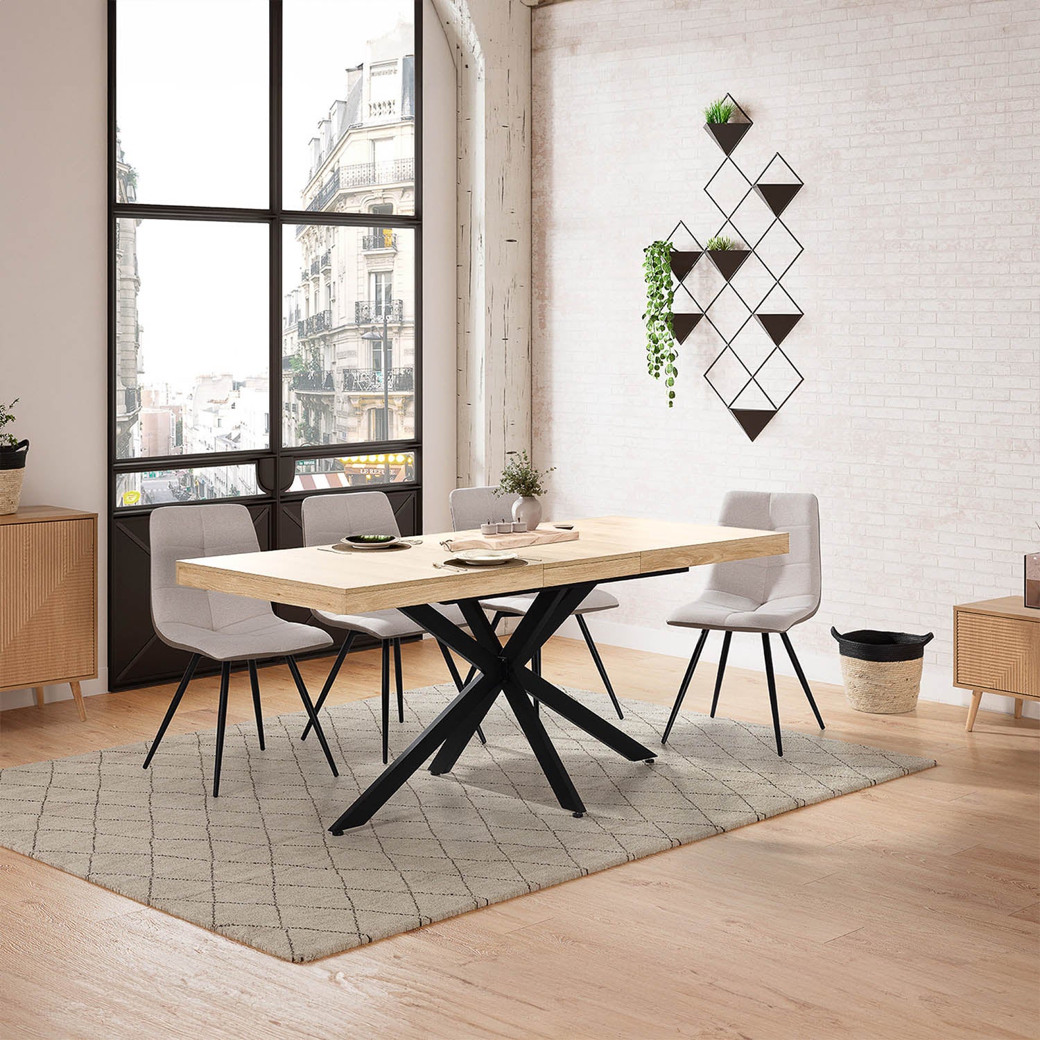 Table de salle à manger extensible Genova couleur chêne, 140-180 cm - 2