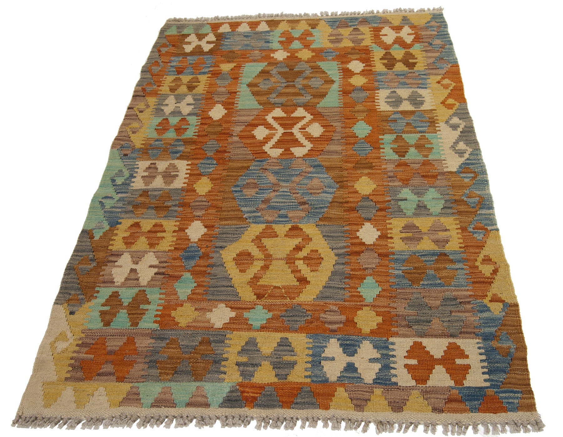 Auténtico kelem kilim kelem original hecho a mano, mide 122x80 cm, estilo clásico - fácil de limpiar