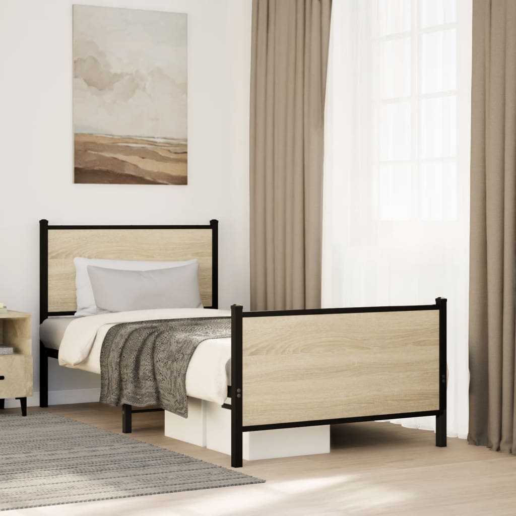 Łóżko Metalowe Czarne Rama łóżka Ze Stelażem Łóżko Do Sypialni Pokoju 75x190 cm