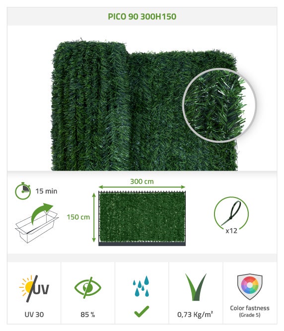 Siepe Artificiale PICO 1,5mx3m Rete Frangivista 85% Oscurante - 2