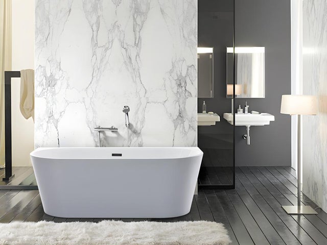 Vasca da bagno semi freestanding 200 litri 149,5 x 75 x 58 cm Acrilico Bianco - DIVINA