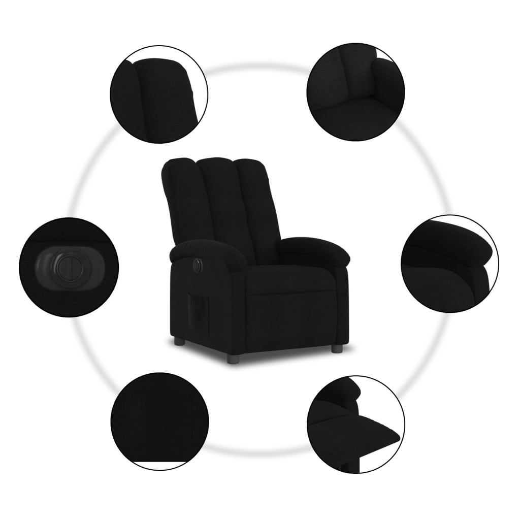 Fauteuil inclinable électrique Noir Tissu vidaXL - 8
