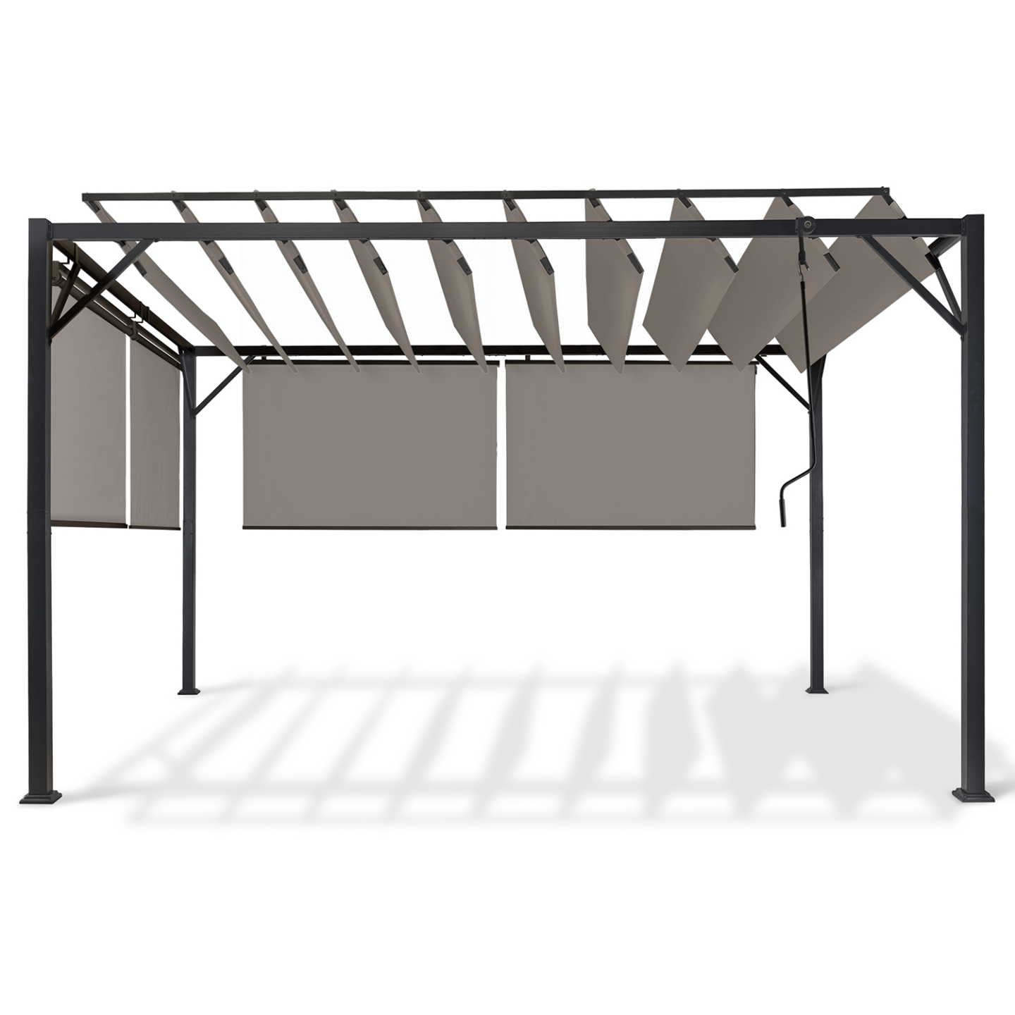 Pergola édition luxe lames orientables 3x4 M et 4 stores taupe - 3