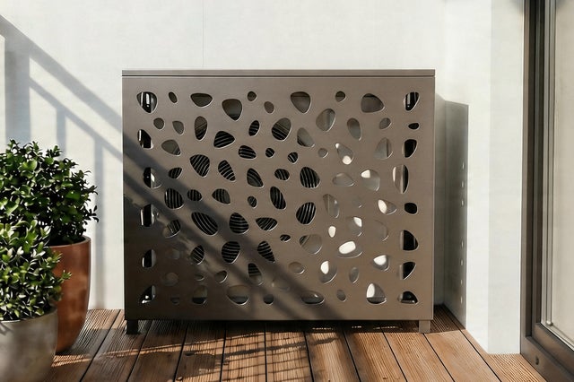 Cache clim & pompe à chaleur ANETO SUNNY aluminium taupe - taille M