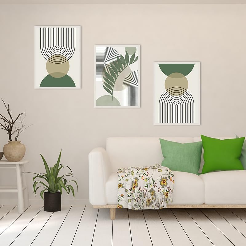 40 x 60 cm x 3 Conjunto de carteles geométricos, imágenes abstractas de flores y plantas, cartel impreso para sala de estar, fondo de decoración de pa - 5