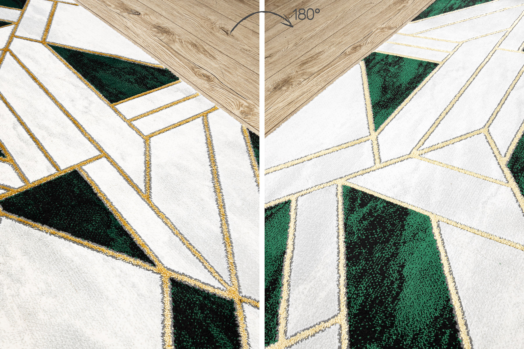 Passatoia EMERALD esclusivo 1015 glamour, elegante Marmo, géométrique verde bottiglia / oro 120 cm 120x420 cm - 3