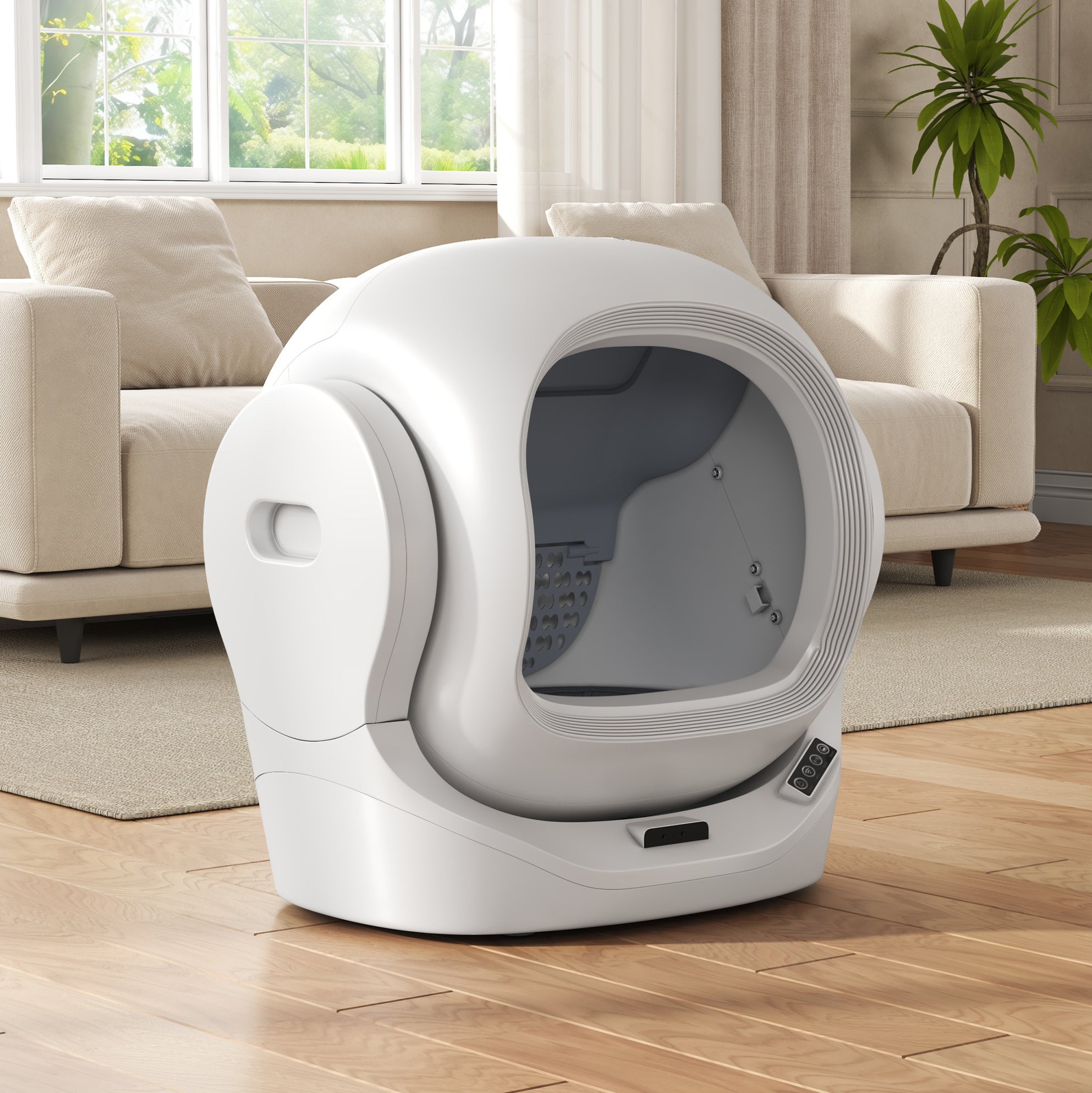 Caixa de areia automática para gato 51.5x45.5x56.5 cm autolimpante, controlo por aplicação ABS e PC branco - 8