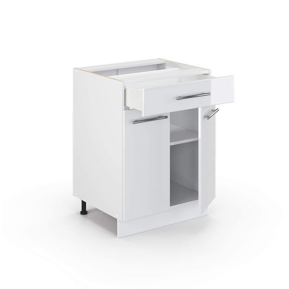 Vicco Meuble cuisine Fame-Line, Blanc Haute brillance, 60cm avec tiroir, sans PT - 4