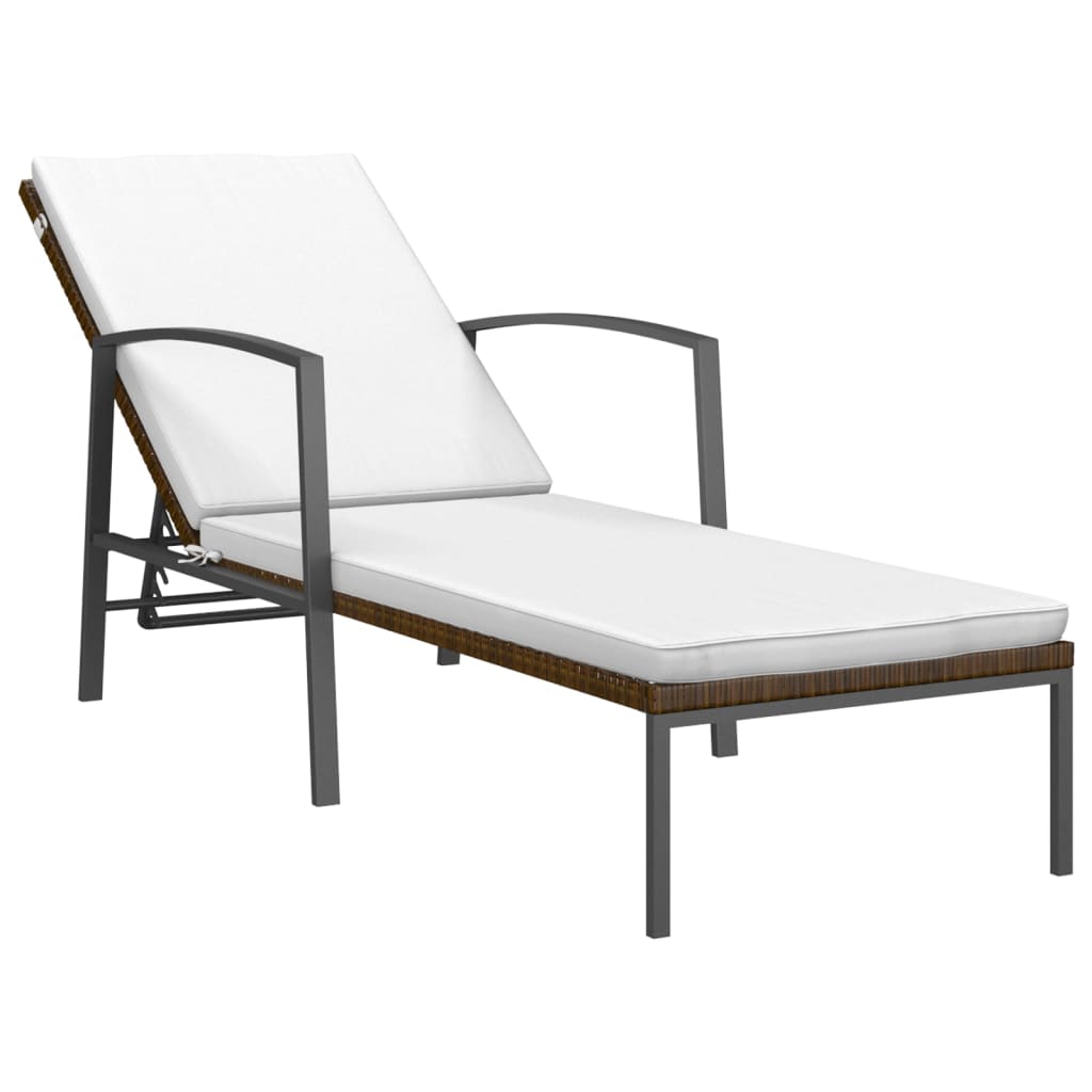 Chaises longues avec table 2 unités en rotin synthétique marron – ComfortXL - 3