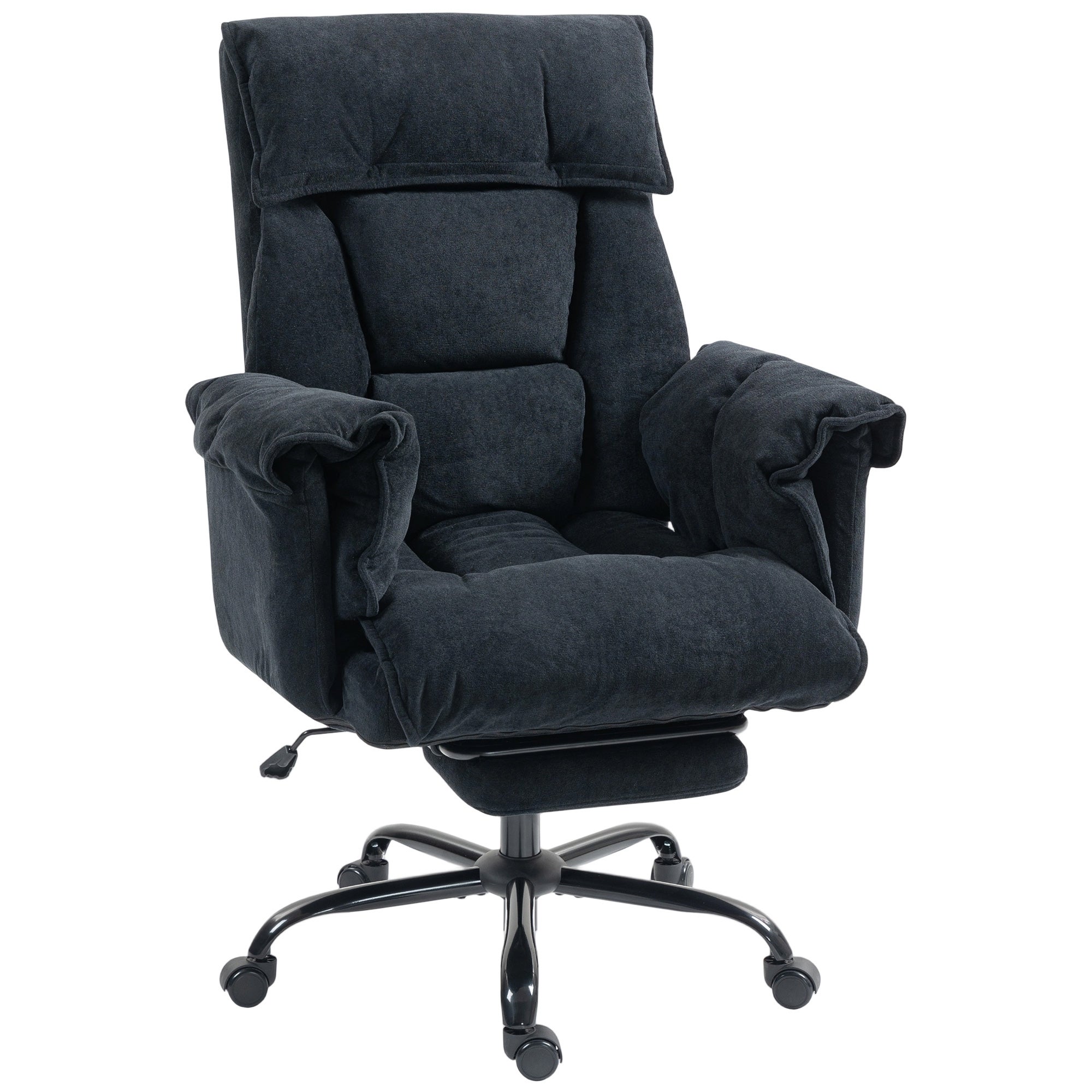 Sedia da ufficio in pelle PU con poggiapiedi, reclinabile 90-136°, con poggiatesta e braccioli regolabili, Noir | Leroy Merlin