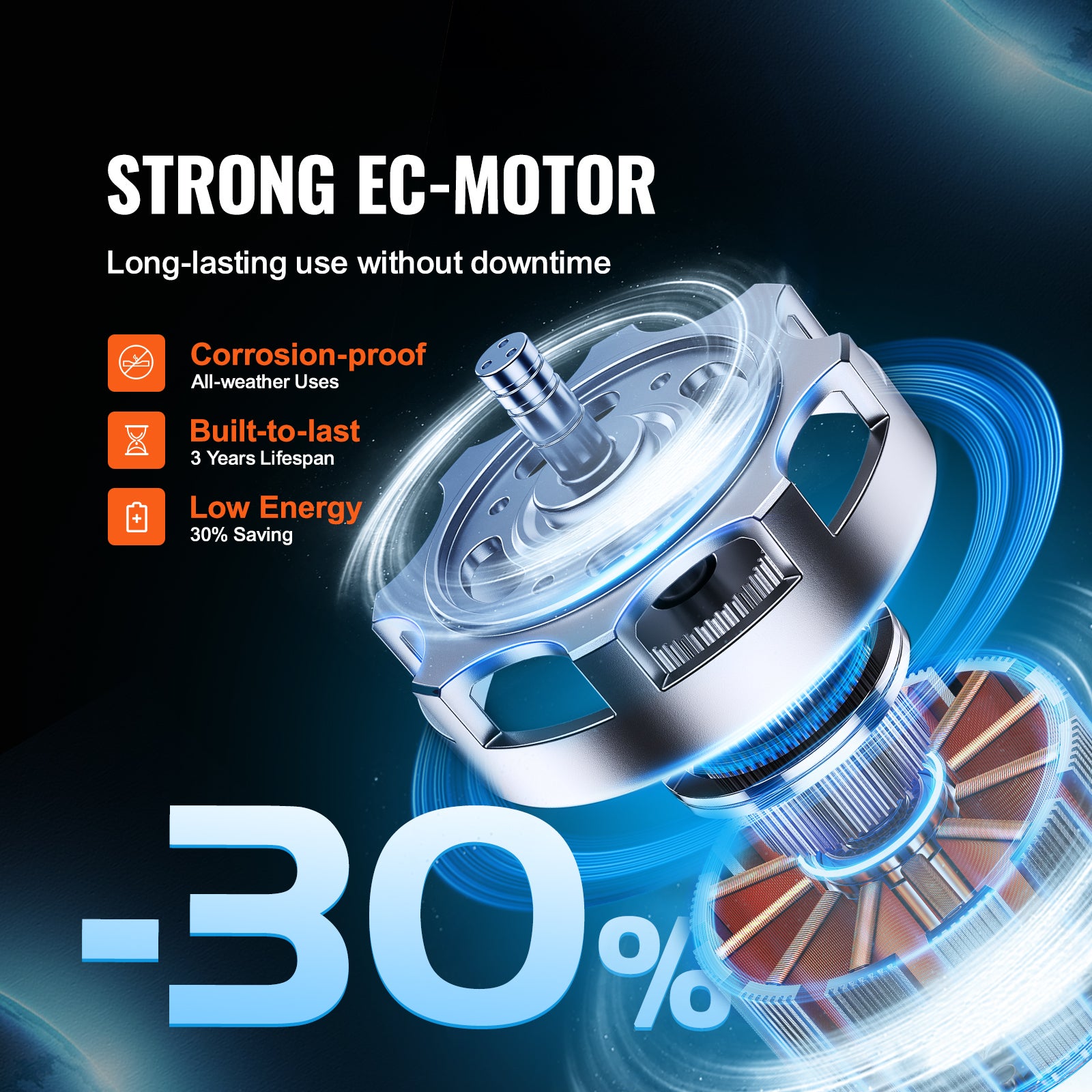 Ventilateur d'Extraction VEVOR en Ligne 200 mm Extracteur de Conduit d'Air avec Capteur de Température pour Salons Tentes Cuisines Sous-Sols - 3