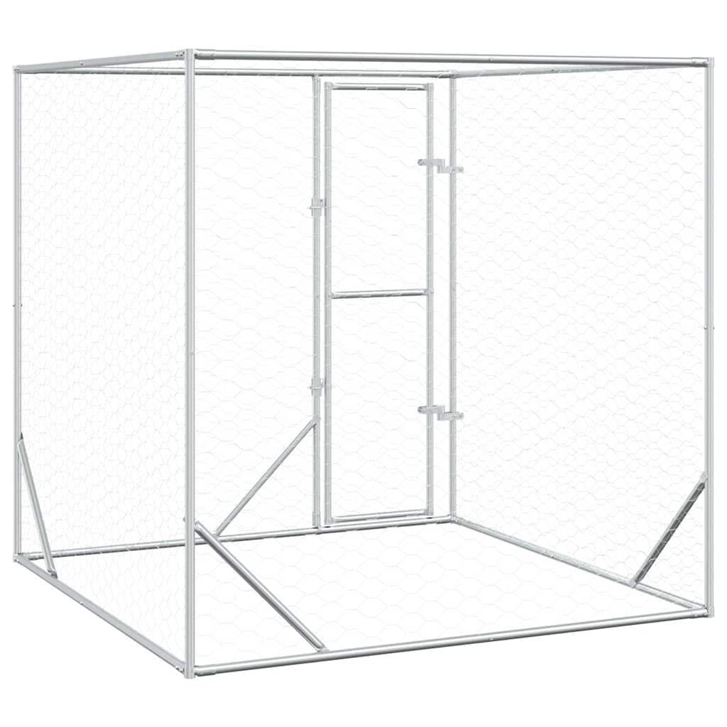 Perrera de exterior acero galvanizado plateado 2x2x2 m vidaXL - 6