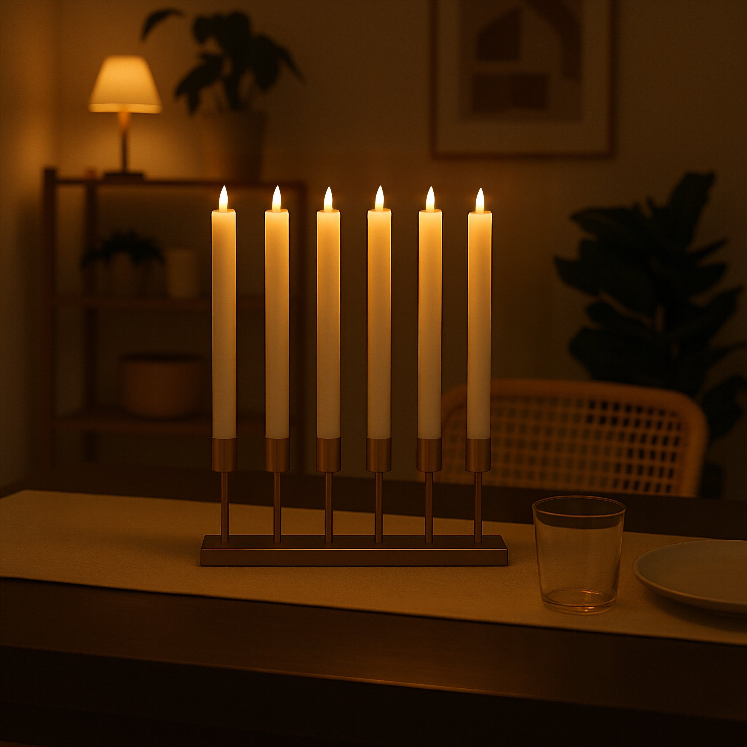 Pack De 6 Velas LED Con Llama Parpadeante - Función Temporizador Y Mando A Distancia - 27 Cm, Pilas AAA (no Incluidas)