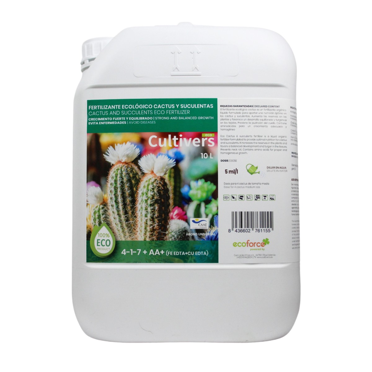 CULTIVERS Fertilizzante Liquido Per Cactus E Piante Grasse 250ml - Biologico Per Fioritura E Crescita