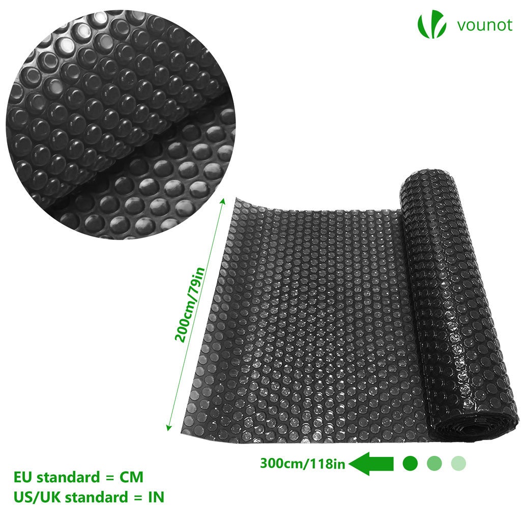 Bâche à bulles piscine rectangulaire 300x200cm noir - 120µm - découpable - bâche solaire film chauffant couverture thermique - VOUNOT® - 3