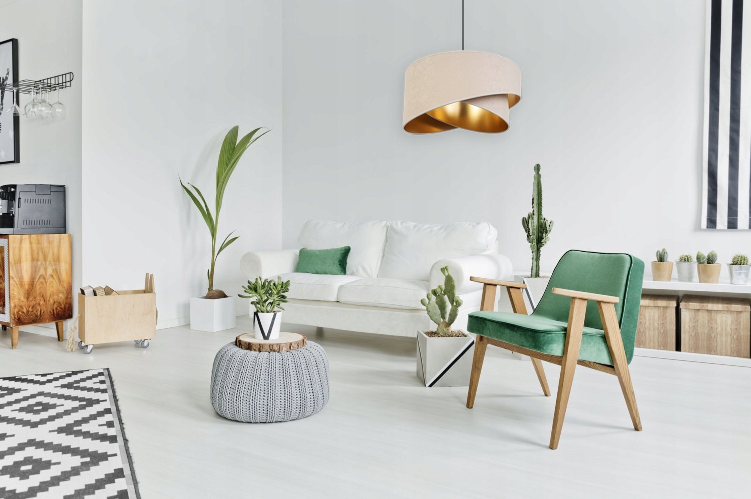 Lampa sufitowa wisząca elegance welur 1xE27 klosz niesymetryczny złoto/biały Light Home LH - 3