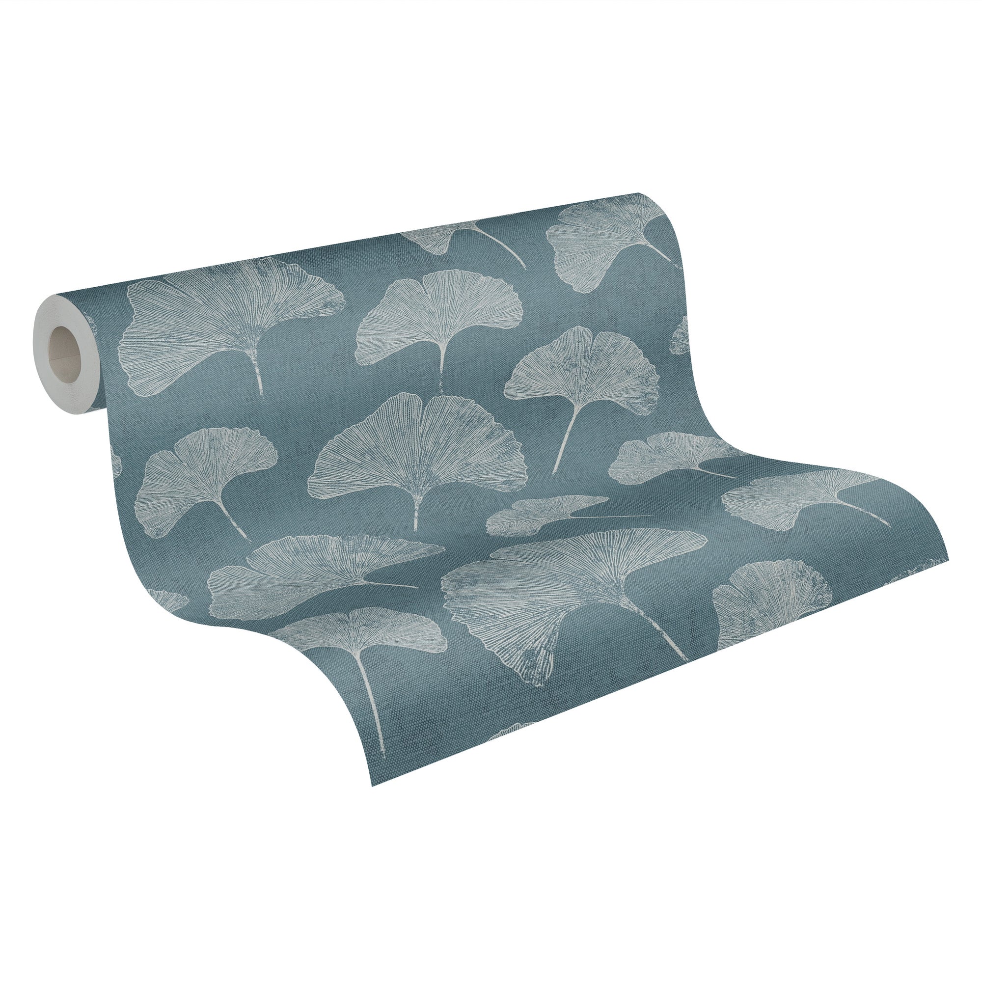 Livingwalls, papel pintado no tejido, papel pintado floral, papel pintado de hojas, rollo 10,05 m x 0,53 m, as389662, azul, blanco
