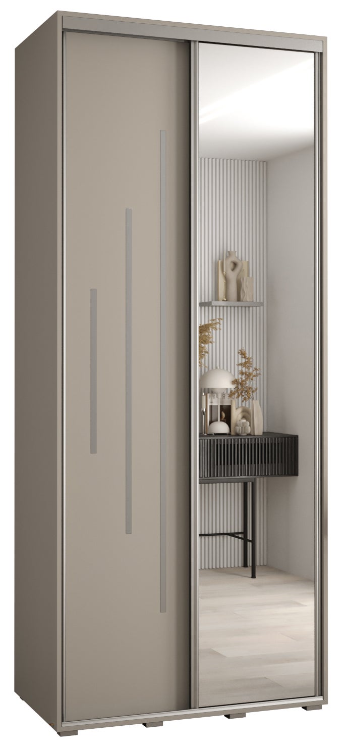 Szafa przesuwna z lustrem wysoka Dakota 13 120 x 60 x 235,2 cm kaszmir + u. Srebrny - Abiks Meble