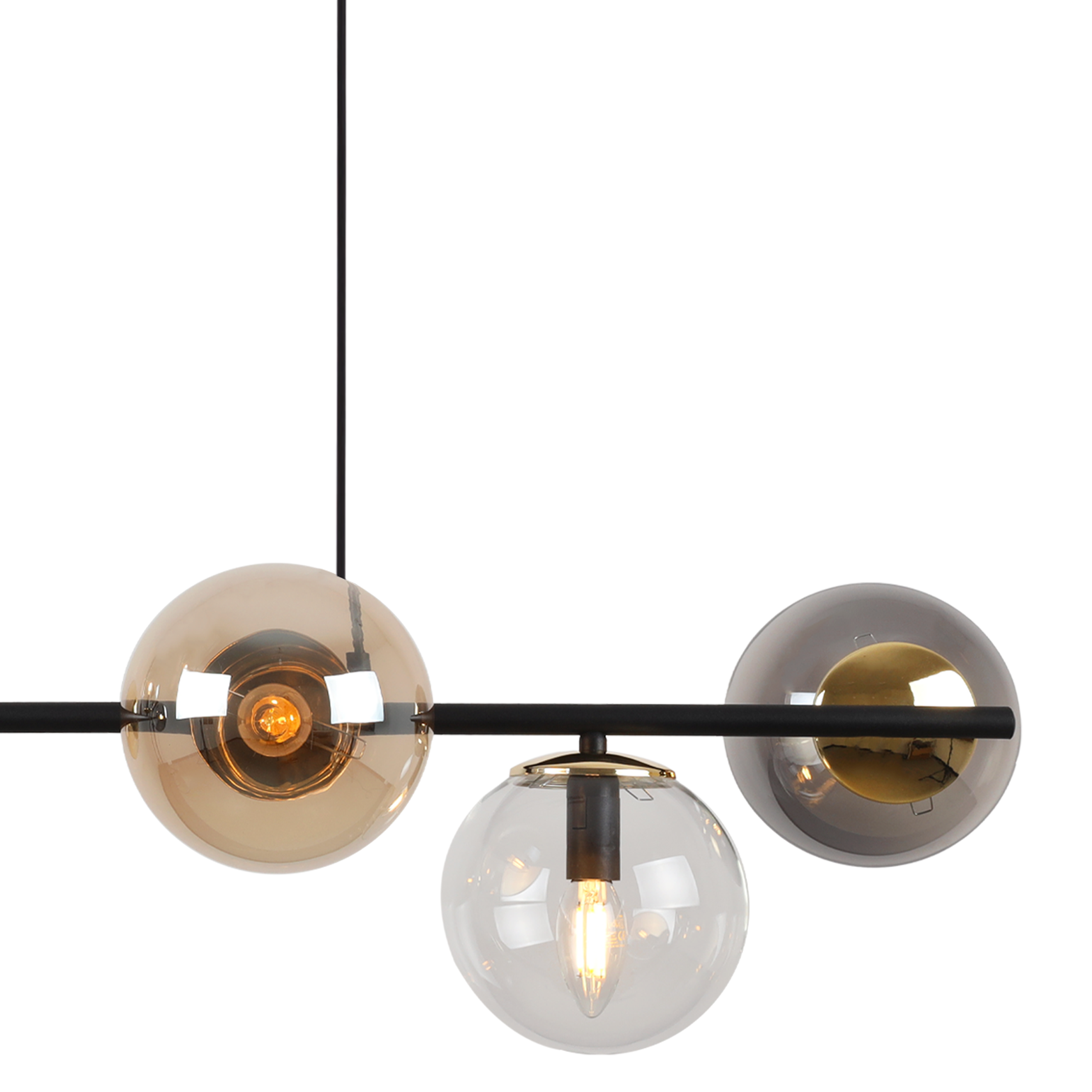 Lampa sufitowa wisząca Siena czarna modern 6xE14 klosz kula mieszany/złoty Light Home LH - 8