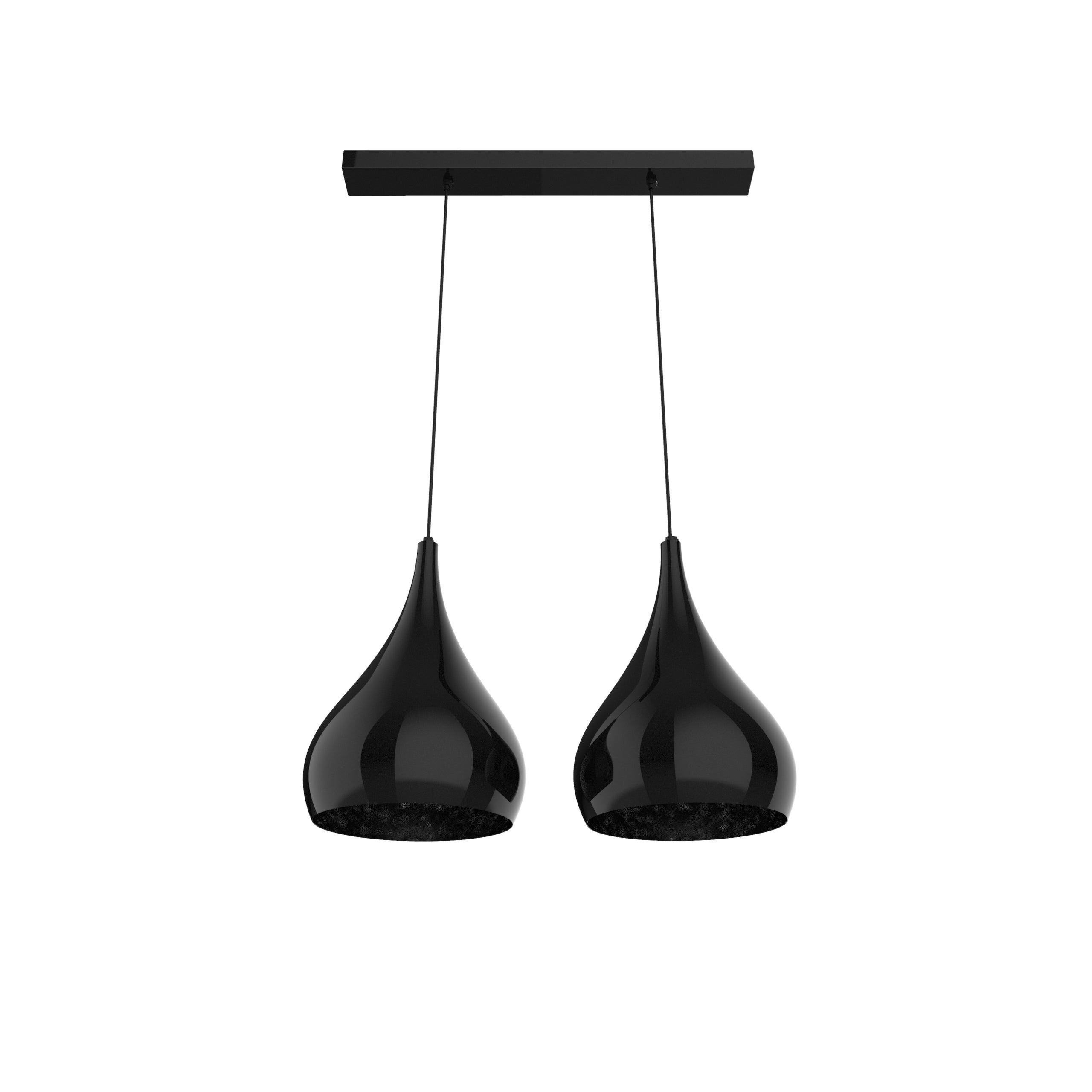Lumicom | calice lineare lámpara pendiente, 2x e27, max 42w, metal, negro brillante, ø 25cm