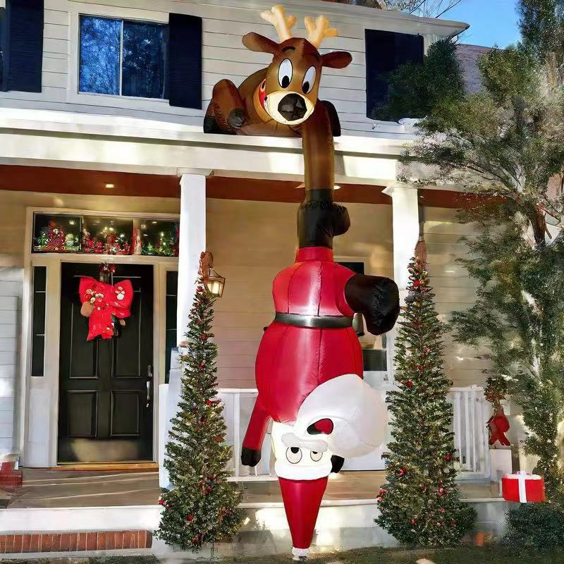 Decorazione natalizia gonfiabile da 240 cm per esterni e interni, Babbo Natale e renne gonfiabili con luci a LED, Decorazioni da giardino impermeabili - 6